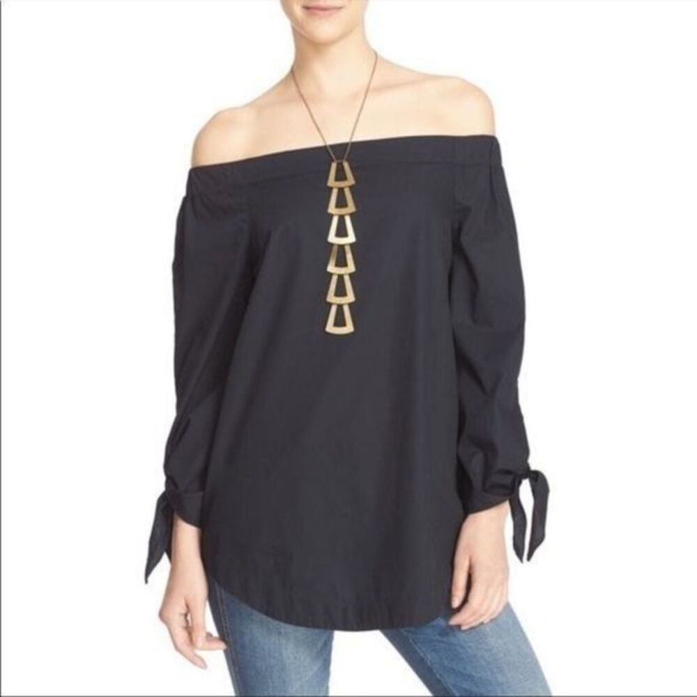 Free People Show Me Some Shoulder Top Black Small Oversized Off the Shoulder